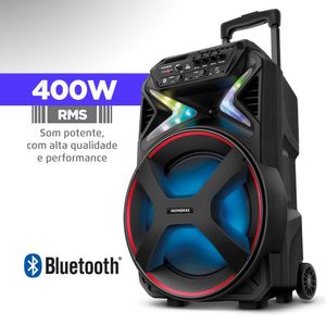 Caixa Amplificada Mondial Connect Lights 400W Preto/Vermelho CM-400