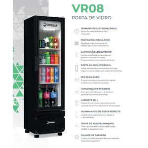 Refrigerador Expositor Vertical Imbera 244 Litros Porta de Vidro Preto VR08-PT-PV