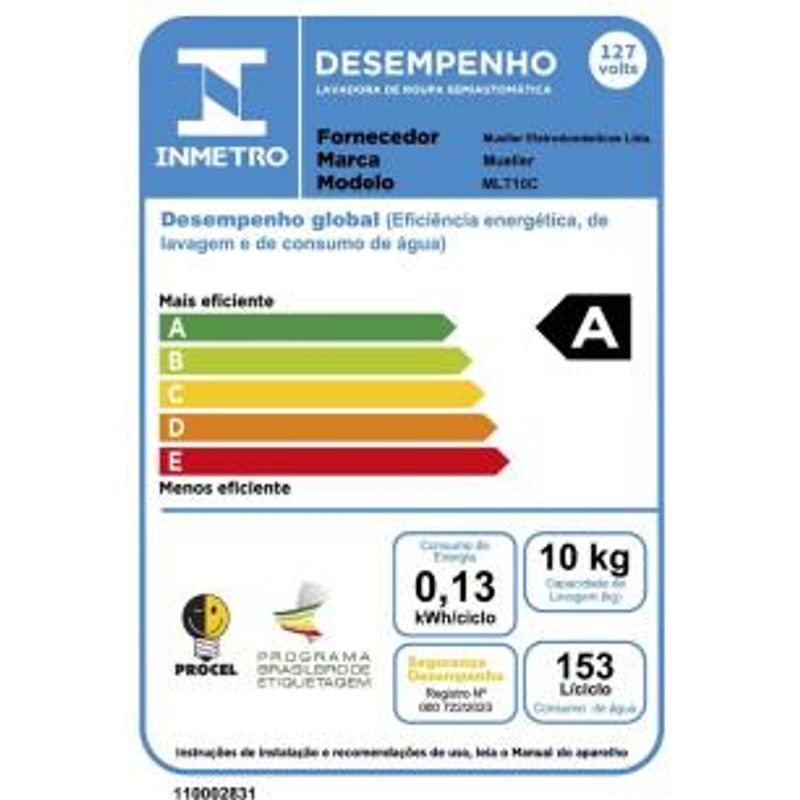 Tanquinho Mueller 10Kg Semiautomático Preto MLT10-1761846287643