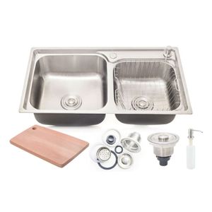 Kit Cuba Pia Para Cozinha Aço Inox 201 CG201-C02 E Torneira Gourmet 50cm Cromada de Parede TG50C-PZ Belcca