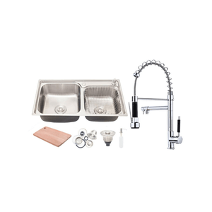 Kit Cuba Pia Para Cozinha Aço Inox 304 CG304-C02 E Torneira Gourmet 40cm Cromada de Parede TG40C-PL Belcca