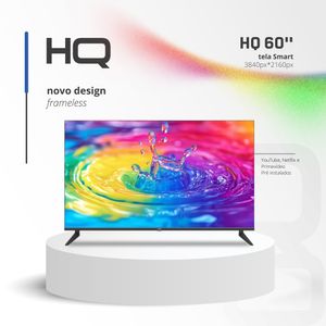 Smart TV HQ 60" UHD 4K HDR Android 11 Design Slim Processador Quad Core Espelhamento de tela HQSTV60NK