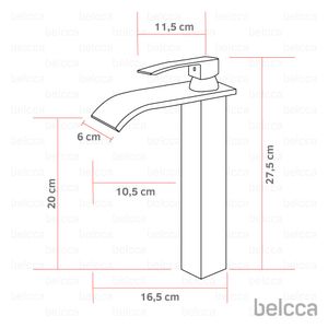 Torneira Cascata Alta com Misturador Monocomando Preta de Bancada Belcca TCA01P-BL
