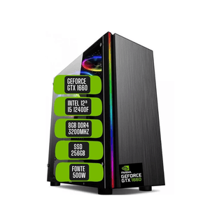 PC Gamer Skill Win Intel 12ª Geração Core i5 12400F 8GB DDR4 Placa de vídeo Geforce GTX 1660 Ti 6GB SSD 256GB STL-053