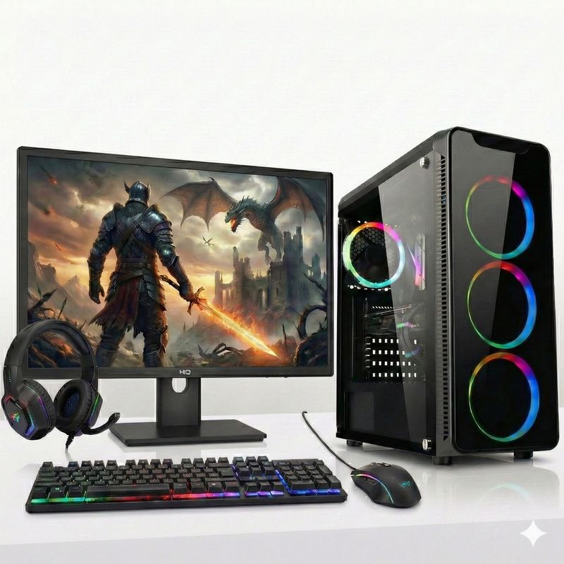 PC Gamer Competo 3Green LevelUp, AMD Ryzen 5, Gráficos Radeon RX Vega 11, 16GB DDR4, SSD 1TB, Monitor 24" 100HZ