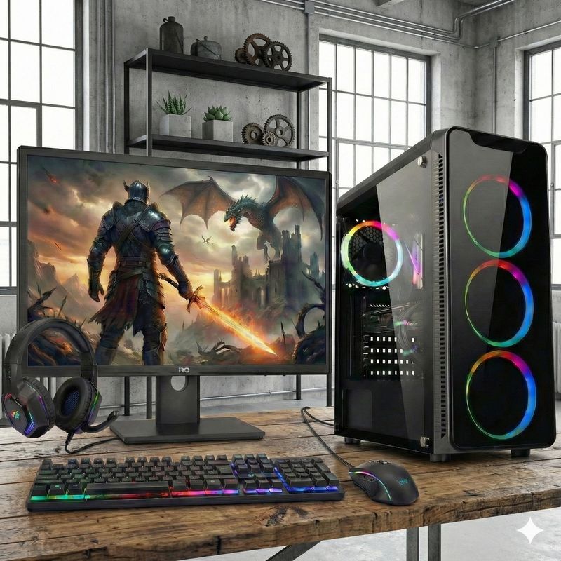 PC Gamer Competo 3Green LevelUp, AMD Ryzen 5, Radeon RX 560, 16GB DDR4, SSD 512GB, Monitor 24" 100HZ